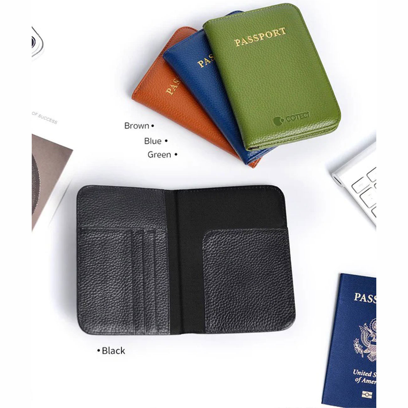 COTECI LUXURY SERIES (GENUINE LEATHER) WOMEN'S THIN PASSPORT CASE 14066 - Image 5