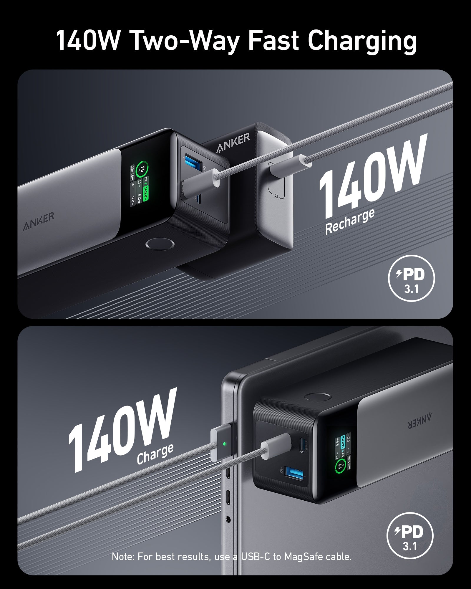 ANKER POWERBANK 24.000MAH 140W LED DIGITAL DISPLAY PD FAST CHARGE A1289 - Image 2