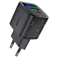 ACEFAST A116 PD35W GAN CHARGER USB-A/USB-C WITH DIGITAL DISPLAY