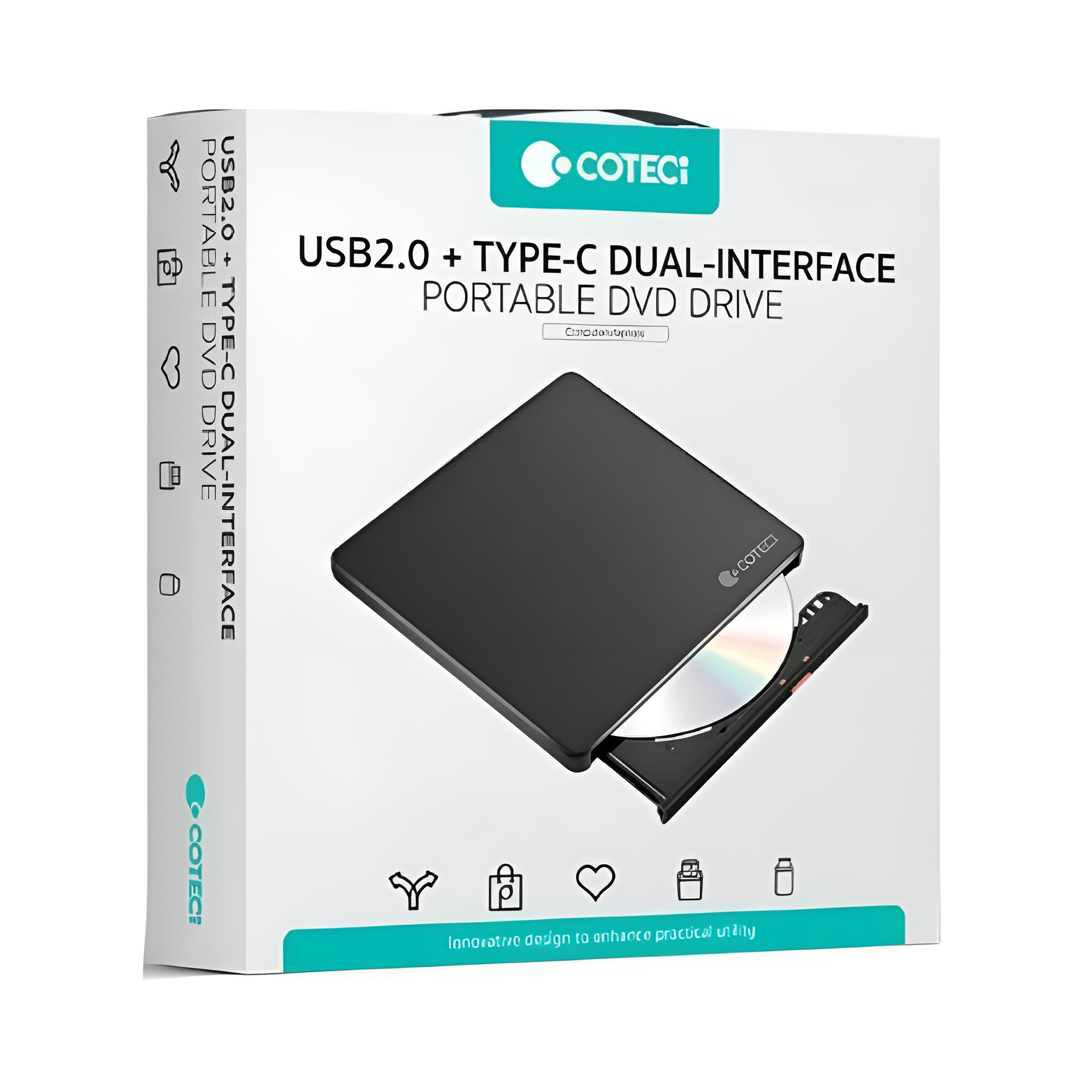 COTECI USB2.0 TYPE-C DUAL INTERFACE MOBILE DVD BURMING OPTICAL DRIVE OF-006